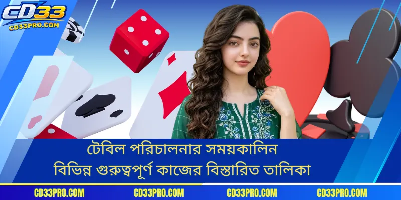 টেবিল পরিচালনার সময়কালিন বিভিন্ন গুরুত্বপূর্ণ কাজের বিস্তারিত তালিকা